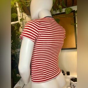 Red and White Striped Women's Top